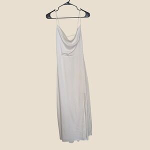 NWT Lichi the One White Cowl Neck Lace Up Back Maxi Dress Wedding Formal Medium